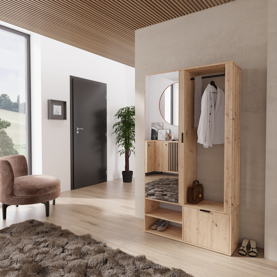Garderoben-Set DECO mit Kleiderstange Artisan Eiche
