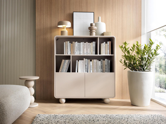 Bücherregal mit runden Füßen 108cm breit Beige ALDOS