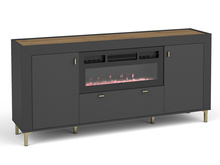 Kommode mit elektrischem Kamin TRENDS Eiche-Whisky/ Schwarz Matt