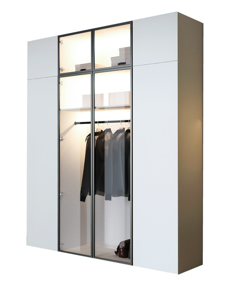 Moderner Drehtürenschrank mit Glasfront Weiß STELLS