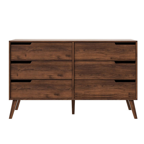 Kommode mit 6 Schubladen Nussbaum MONIS