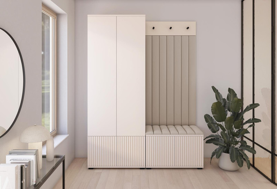 Garderoben-Set mit Sitbank 2 Türen Kaschmir NERO