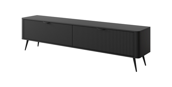 TV Schrank zweitürig mit gerifflete Front BELLO Schwarz