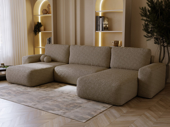 Dunkelbeige Bouclé Sofa U-Form TEDIS