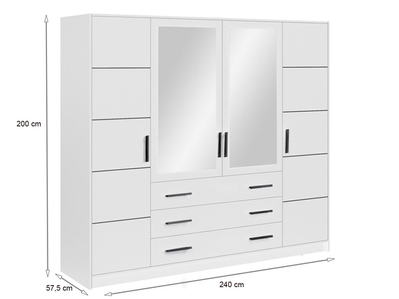 Kleiderschrank mit 4-türen und 3 Schubladen ALEX Graphit