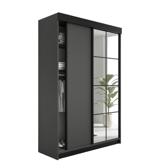 Schwebetürenschrank 2-türig TULIA Graphit + Schwarz