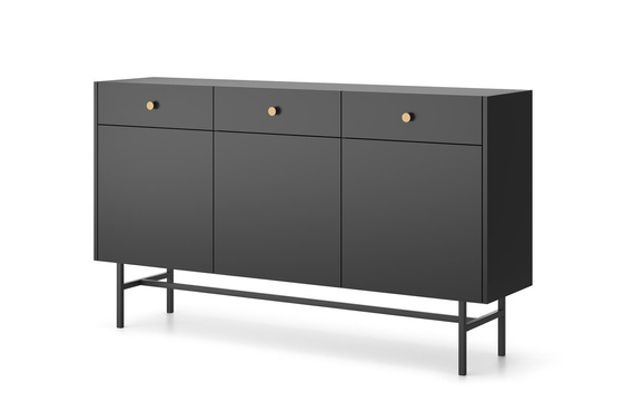 Schubkastenkommode mit 3 Schubladen und 3 Türen Schwarz DAVS