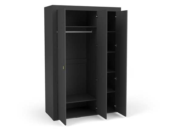 Garderobe mit 3 Türen und Spiegel TRENDS Schwarz