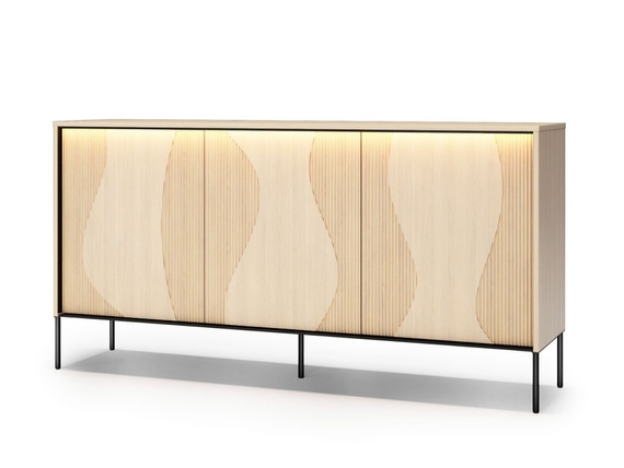 Japandi Kommode mit 3 Türen und LED WAVE