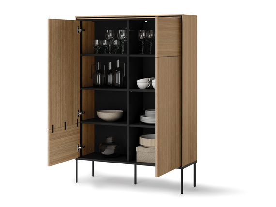 Moderne Grifflose Hochschrank BUDI EICHE