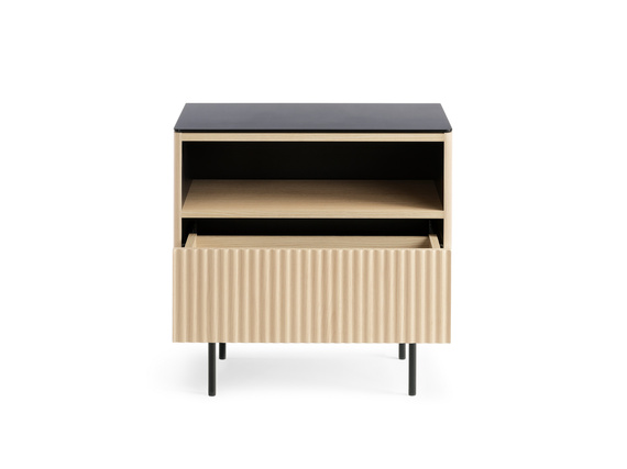 Nachttisch Eiche vicenza modern mit Schublade und gerillter Front OMBIS