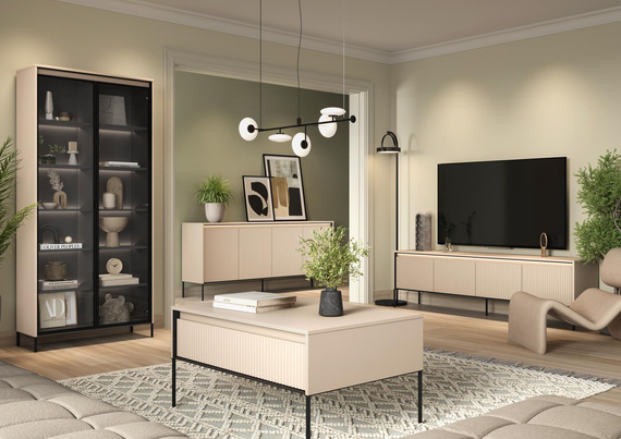 Kommode modern mit gerifflete Front für Wohnzimmer FLORE