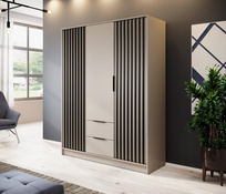 Drehtürenschrank mit Lamellen 150 cm breite Caschmir LISA