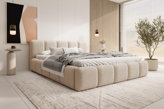 Komfortables Doppelbett mit stabilem 120x200 Beige