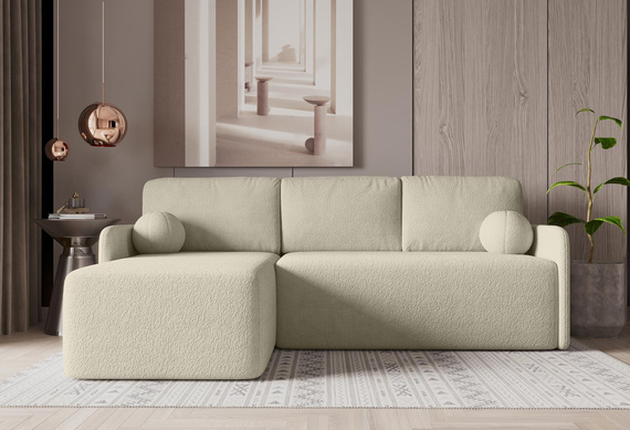 Eckcouch mit Schlaffunktion MODERNA Beige