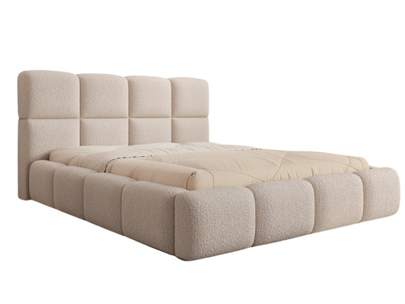 Bett mit hohem Kopfteil Metallrahmen 120x200 Beige MERID 