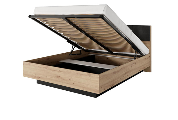 Holzbett mit Nachttischen MONS Eiche artisan