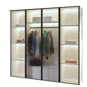 Luxus Drehtürenschrank mit Glasfronten LED Licht und Schubladen Weiß STELLS