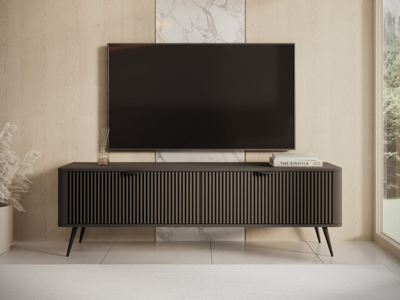 TV Schrank mit Lamellen BELLO Schwarz