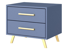 Nachtisch mit 2 Schubladen Gold Griffe ALEX II