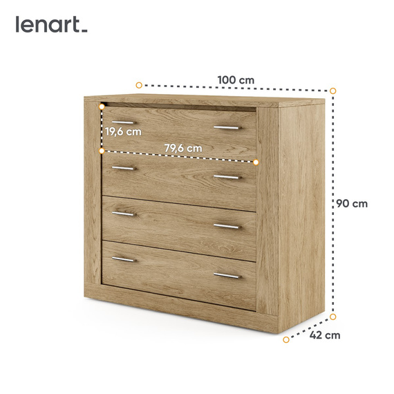 Kommode mit 4 Schubladen VENTI Eiche Shetland