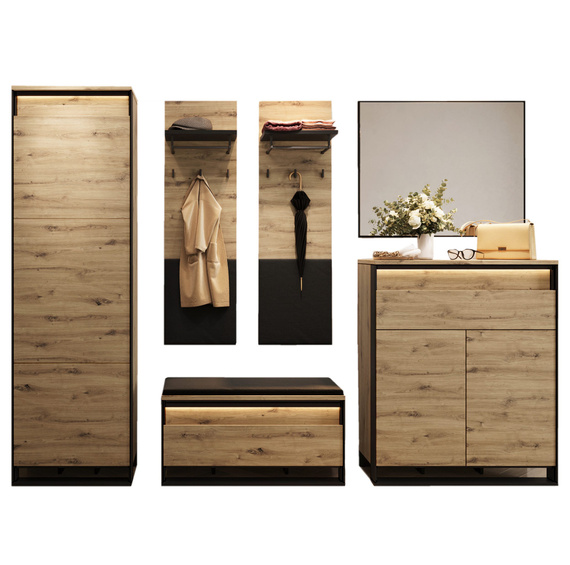 Garderoben-Set LIMA Eiche Artisan/Schwarz