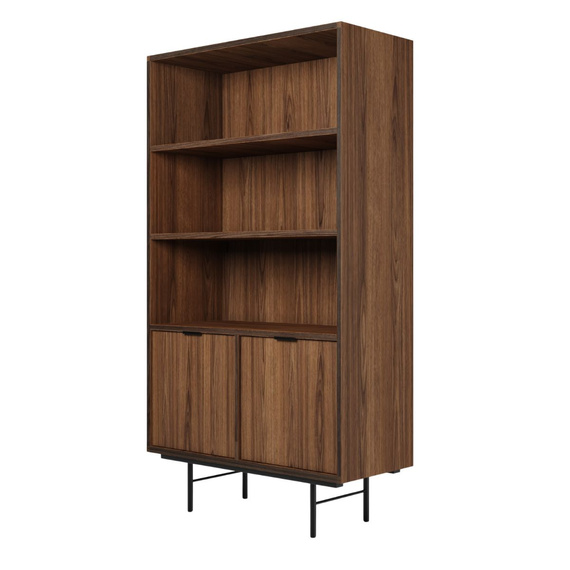 Japandi Bücherregal Schwarz Metallfüße braun COLGO