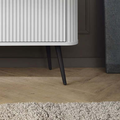 Modern TV-Schrank mit Fronten gefräst Weiß CARLO 