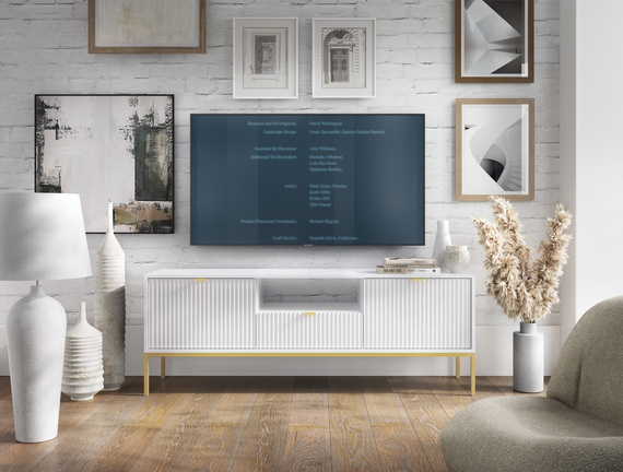 TV-Schrank mit Schublade und 2 Türen NANCY  Lowboard mit Lamellen