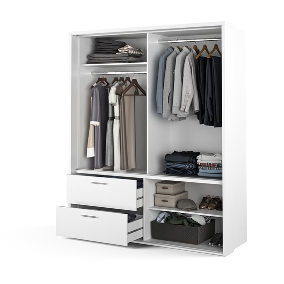 Kleiderschrank mit 2 Schubladen ARTI Weiß