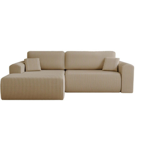 Gemütliches Ecksofa Cordstoff Beige