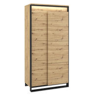 Kleiderschrank LIMA 2-Drehtüren Eiche Artisan/Schwarz