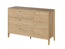 Kommode mit 3 Schubladen und Tür MAKS Eiche Geölte