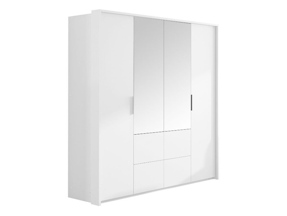 Kleiderschrank mit Spiegel und 4 Schubladen WAKS Weiß