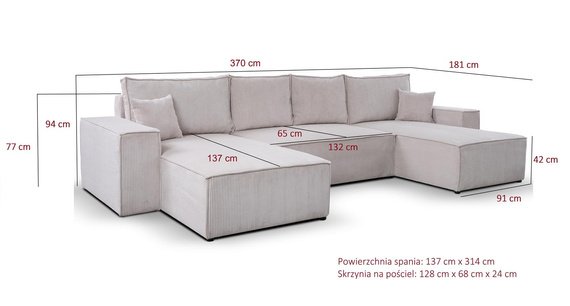  Ecksofa U-Form MALAG Beige
