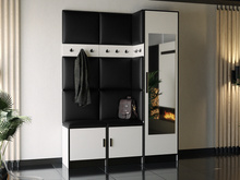 Moderne Garderoben-Set MALTI Weiß + Schwarz Öko-Leder