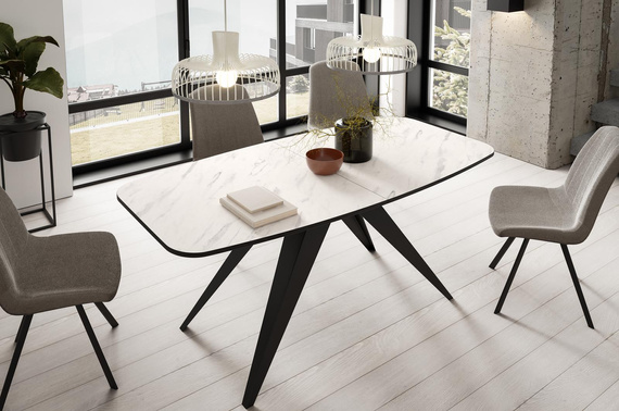 Familien Esstisch 160 cm weiß Marmor LENO