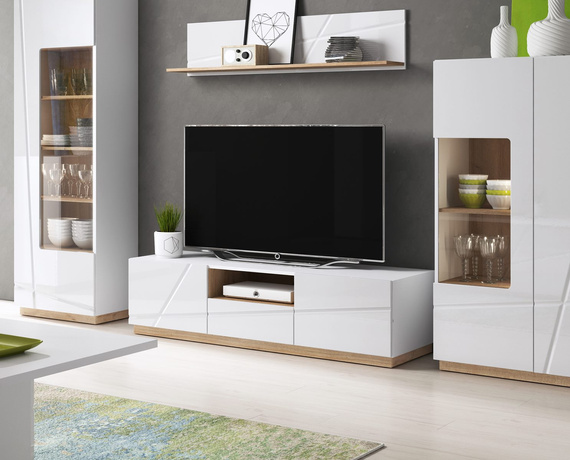 TV-Schrank mit Schublade FABIA Weißer Glanz