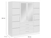 Kleiderschrank mit 4 Türen und Spiegel ALEX II Blau + Gold