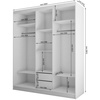 Kleiderschrank mit Spiegel und Lamellen MALTA Schwarz + Weiß
