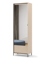 Kleiderschrank mit Spiegel und LED-Beleuchtung Beige FLORIS