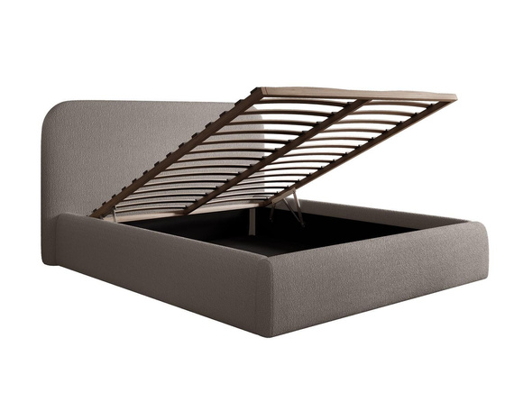 Hellbeige Polsterbett 140x200 mit holzrahmen MAT