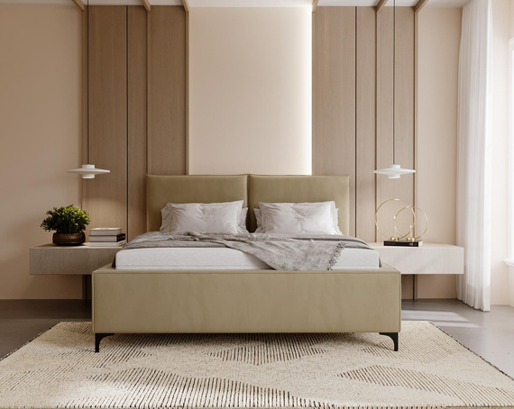 Polsterbett beige modern 200x200 LEO