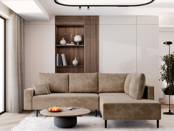 Eckcouch Bonell gemütlich modern Dunkelbeige BLAIR