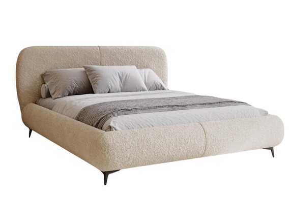 Modernes Polsterbett mit Stauraum Japandi Stil gepolstertes Kopfteil 160x200 Beige 