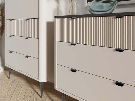 Elegante Hochkommode LILIA Kaschmir + Nussbaum