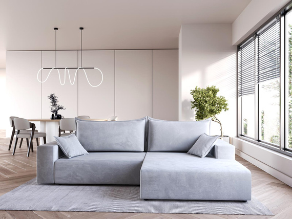 Modernes Ecksofa 240 cm breit mit Schlaffunktion Grau ARNO 