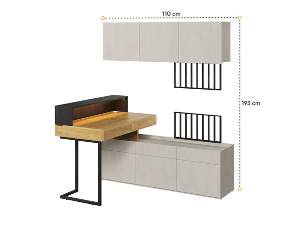 TEEN FLEX Schreibtisch,Aufsatz, Hängeschrank, Kommode