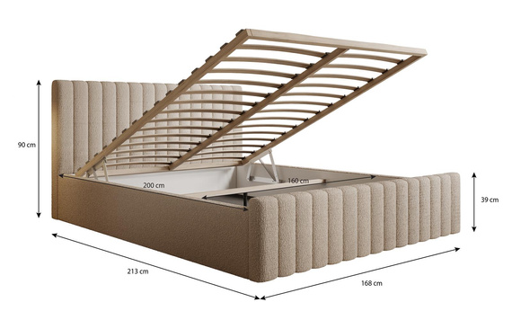 Hochwertiges Polsterbett Bouclé 180x200 Beige BUBBLE II