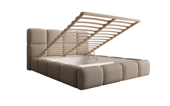Bett aus Bouclé MERID Grau 160x200